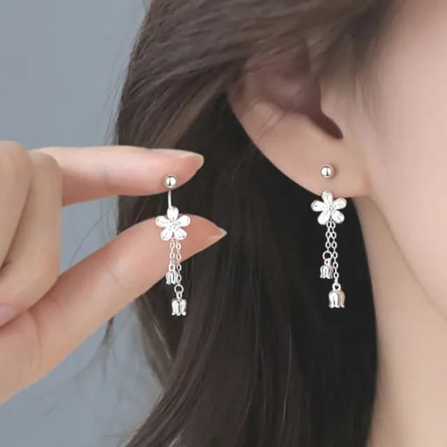 【溫婉氣質】鈴蘭花流蘇鎖珠耳環1對(耳線 耳墜 飾品 耳飾 耳針 耳釘 首飾 垂墜耳環 情人節 送禮物)