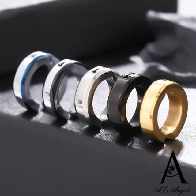 【ANGEL】光面閃耀耳扣型不鏽鋼無耳洞耳骨耳環(5色可選)