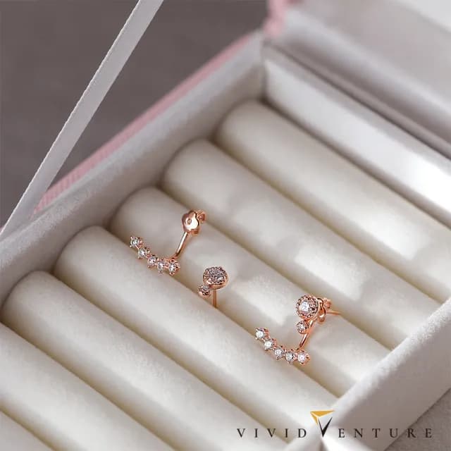 【Vividventure 亞帝芬奇】14K 55分 天然鑽石 鑽石 耳環 延長音(玫瑰金/黃K金/任選/兩用)