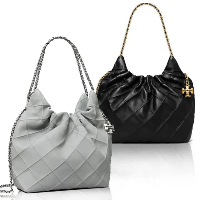 【TORY BURCH】Fleming 柔軟羊皮菱格紋鏈帶肩背包(2色任選)