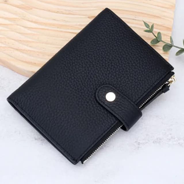 【日系單品】雙11 百搭真皮多卡位短款皮夾(牛皮短夾 零錢包 票卡夾 禮物 黑色)