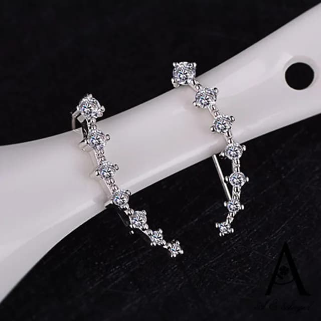 【ANGEL】滿鑽流線清新排鑽時尚百搭耳環(銀色)