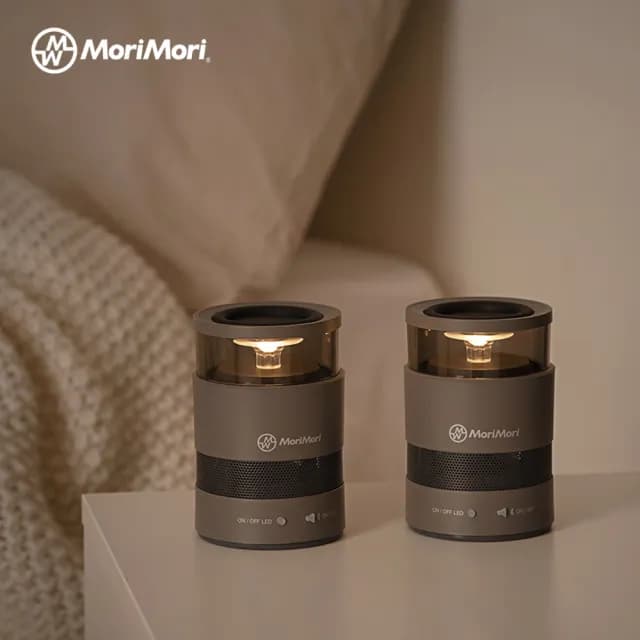 【日本MoriMori】LED W Speaker 戶外無線藍牙氛圍燈音響2入組(兩色任選)