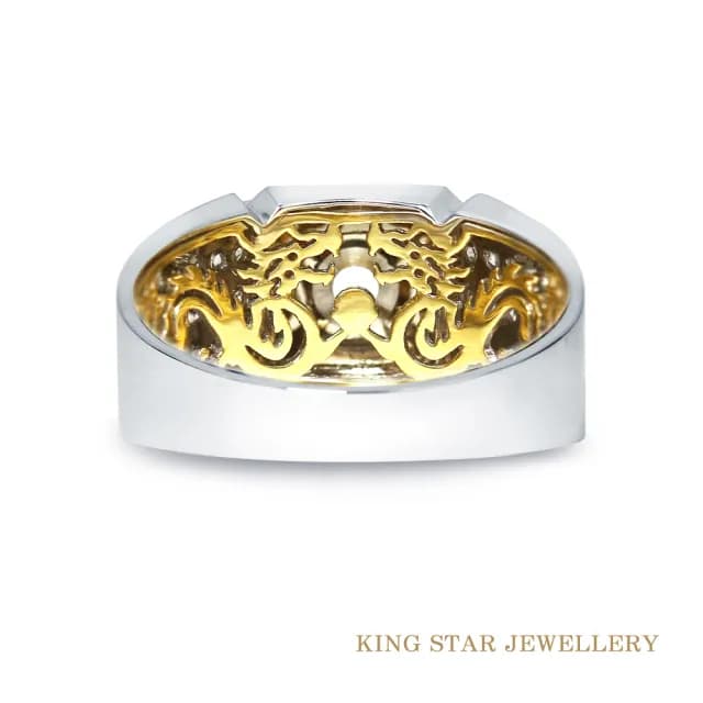 【King Star】父親節禮物 50分 鉑金台 最白D 3EX 天然鑽石 戒指 滿鑽款 男戒(二克拉視覺效果)