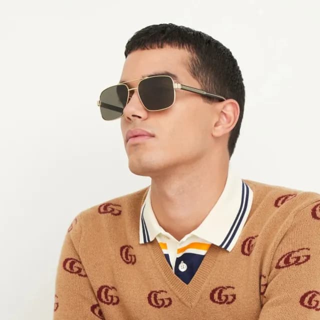 【GUCCI 古馳】飛行員款太陽眼鏡(GG0528S、GG0529S 男款任選／父親節禮物)