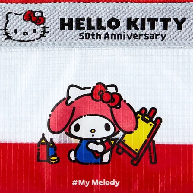【SANRIO 三麗鷗】情人節禮物 Hello Kitty 50周年 網袋零錢包 扁平收納包 美樂蒂