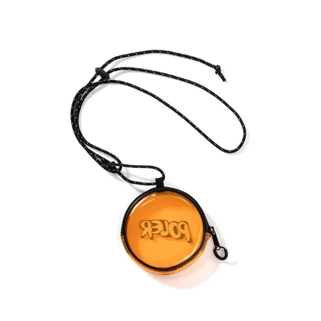【POLER STUFF】情人節禮物 日本限定 POLER HIGH&DRY PVC ROUND POUCH 透明圓形防水小物袋 / 零錢小包(橘色