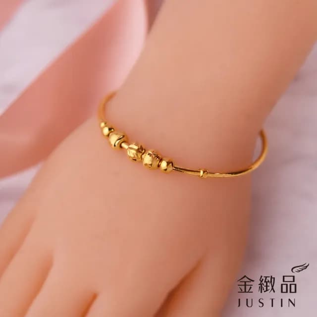 【金緻品】黃金兒禮 泡泡糖圈 小孩手環 0.82錢(寶寶金飾 小孩手環 童鐲 彌月禮盒 新生兒送禮 兒童)