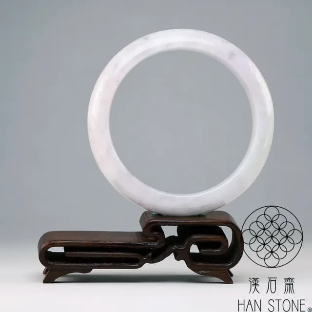 【漢石齋】情人節禮物 天然翡翠A貨 手鐲玉鐲 紫羅蘭種飄花(手圍18.5/版寬15.8mm)
