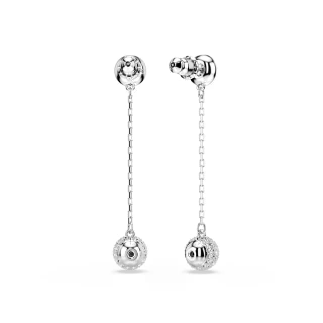 【SWAROVSKI 施華洛世奇】Una Angelic 水滴形耳環 圓形切割 白色 鍍白金色
