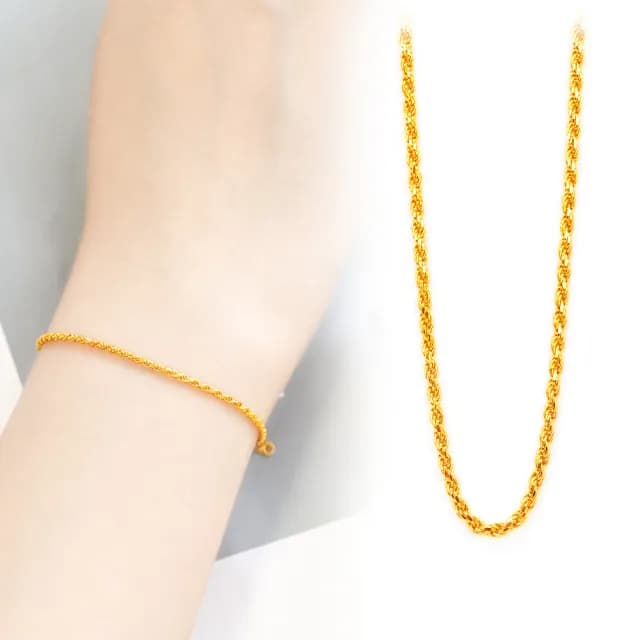 【元大珠寶】雙11黃金手鍊9999纏綿心戀 麻花手鍊(0.78錢正負5厘)