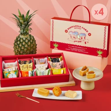 【大富翁】名店鳳梨酥12入禮盒X4(中秋月餅/4盒/賞星鮮嚴選/吳寶春俊美大王千金陳允寶泉手信坊等台灣名店)