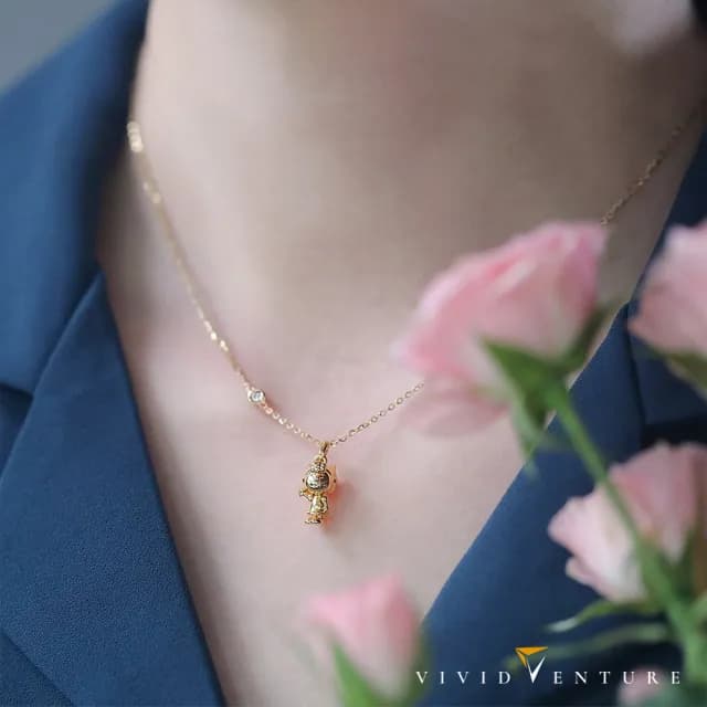 【Vividventure 亞帝芬奇】史努比 14K 3分 天然鑽石 鑽石 項鍊 俏皮之心(SNOOPY聯名系列 NO.05)