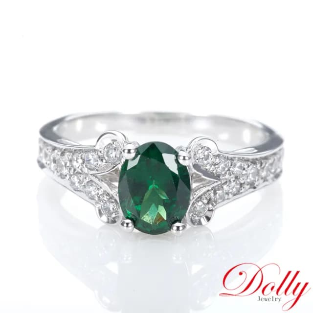 【DOLLY】情人節禮物 1克拉 天然艷彩沙佛萊石14K金鑽石戒指-016(母親節 情人節 交換禮物首選)