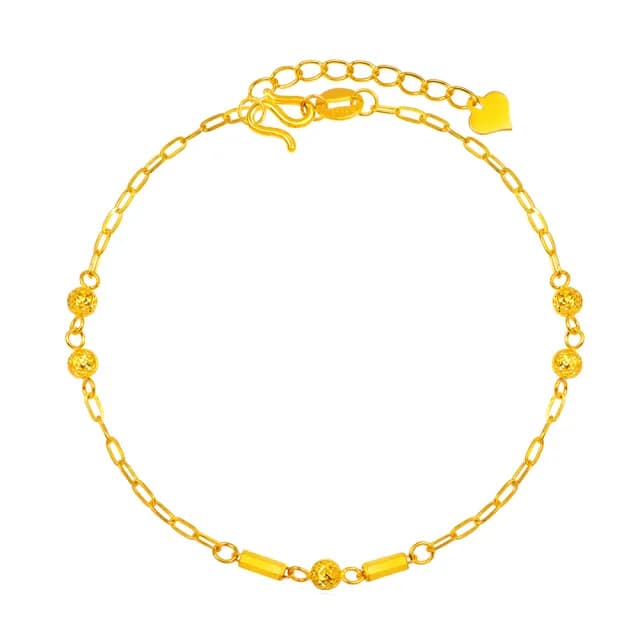 【Just Gold 鎮金店】簡約幾何 黃金手鍊(網路限定)