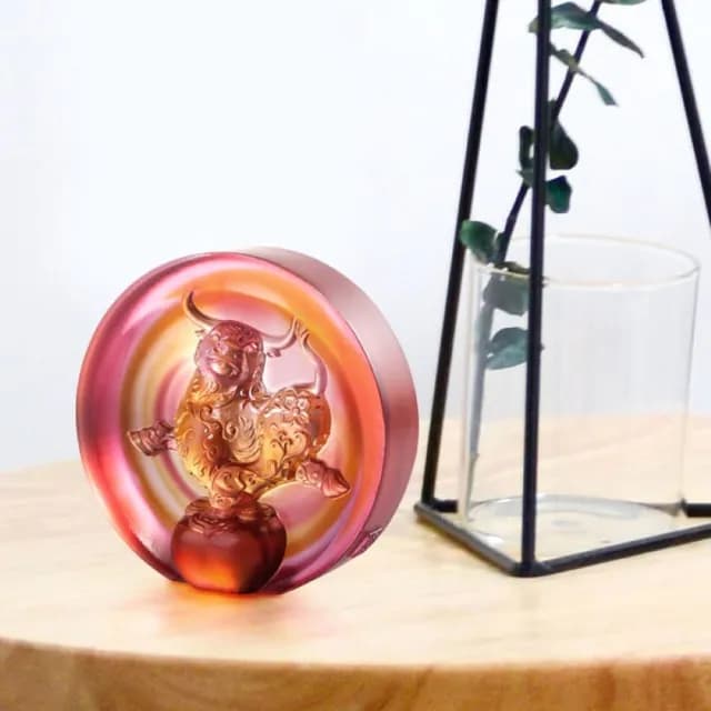 【琉璃工房 LIULI】牛氣滿天快樂行 入厝禮/開業禮物(琉璃/企業/禮物/水晶/生日/榮昇/合作)