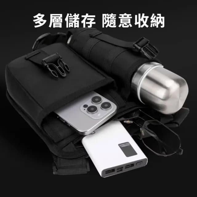 【科學收納】父親節禮物 戰術風萬用戶外運動斜背包(自由調節 多背法 休閒 斜跨包 單肩 側肩 男士 生日禮物)