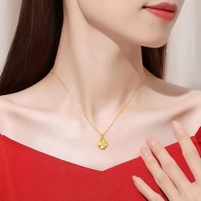 【Penny珮妮】黃金999四葉草項鍊吊墜(母親節 送女友 情人節 生日 交換禮物 尾牙 新年 結婚)