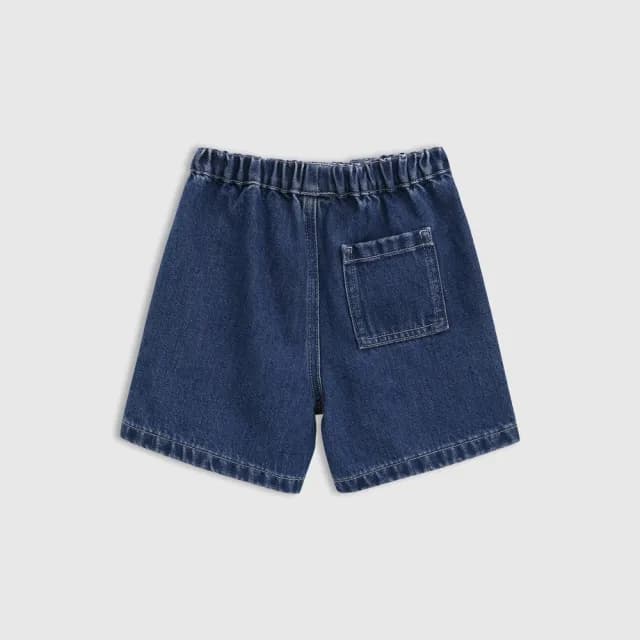 【GAP】男童裝 純棉小熊刺繡鬆緊牛仔短褲 布萊納系列-深色水洗(761440)