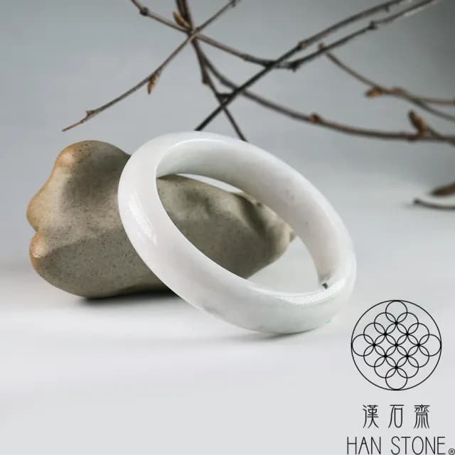 【漢石齋】情人節禮物 天然翡翠A貨 手鐲玉鐲 飄花種 福 利 品(手圍17.8/版寬14.1mm)