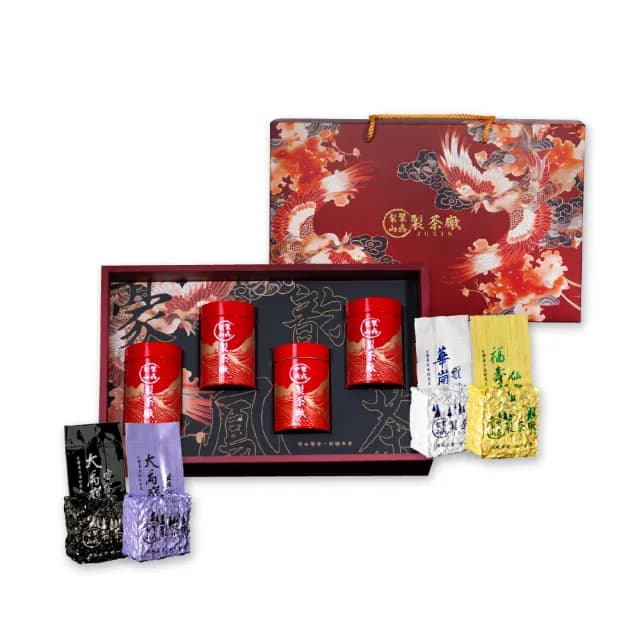 【梨山聚鑫製茶廠】豪韻鳳茶-鳳儀天下半斤禮盒75g×4罐(精美茶葉禮盒/台灣高山烏龍/送禮頂級首選)