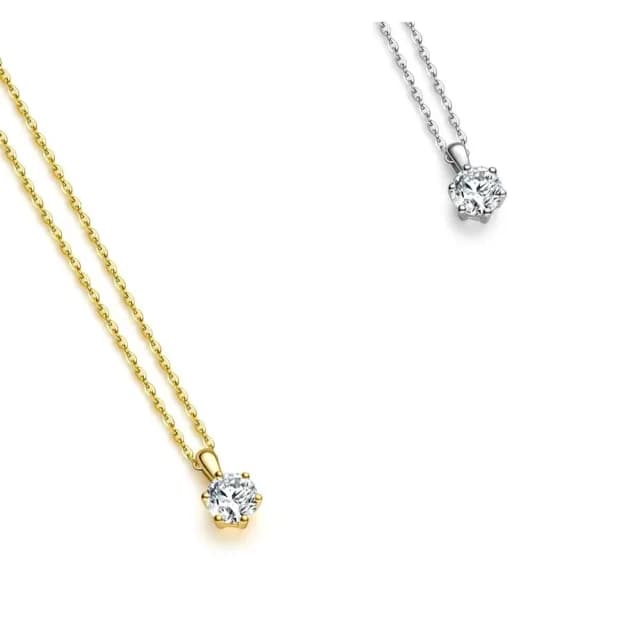 【鉅曜】30分 18K經典鑽石項鍊 2色任選 生日禮物(培育鑽石 18K金)