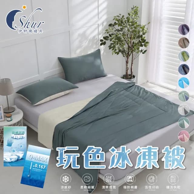 【ISHUR 伊舒爾】玩色雙面冰凍被+同款冰凍枕套 三件組(涼被/枕頭套/夏被/多款任選)