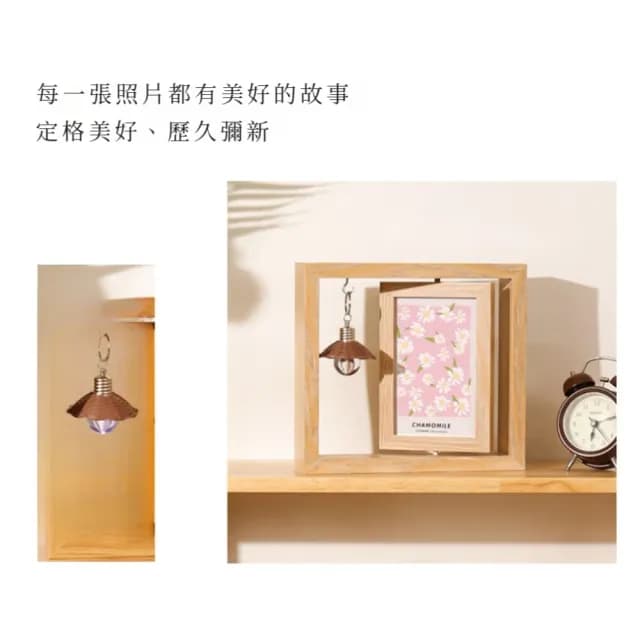 【氛圍擺飾】質感浪漫小燈雙面旋轉相框-6寸(4*6 明信片 相片 展示架 生日 交換禮物 居家布置)