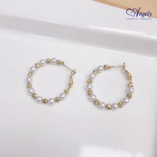 【Angely】簡約時尚貝珠耳環