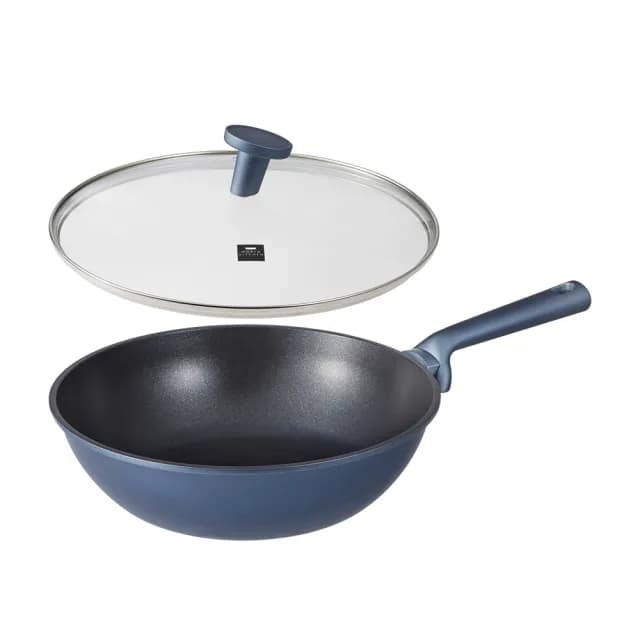 【CorelleBrands 康寧餐具】WORLD KITCHEN 藍寶石鑄造不沾深炒鍋30cm-含蓋