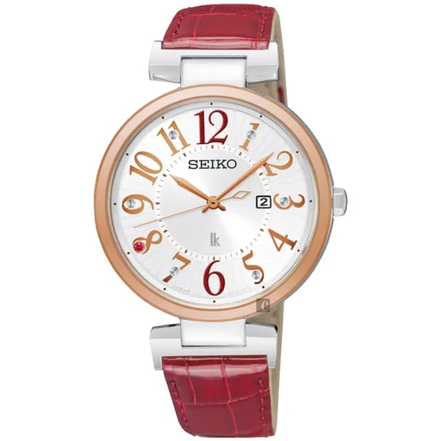 【SEIKO 精工】LUKIA 動人時光限量太陽能女錶-白x紅/32mm 手錶 送禮 推薦(V137-0CW0R SUT336J1)