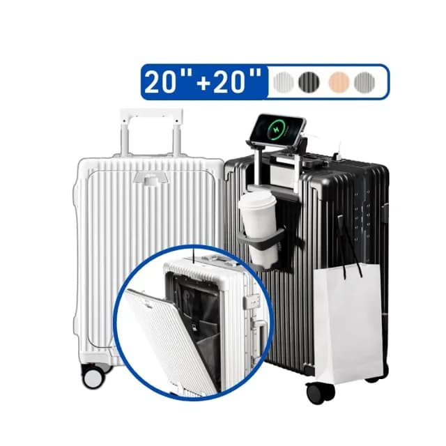 【Arlink】2入組20吋 鋁框登機箱 登機箱(機長登機箱/廉航登機箱/20吋行李箱/杯架行李箱)