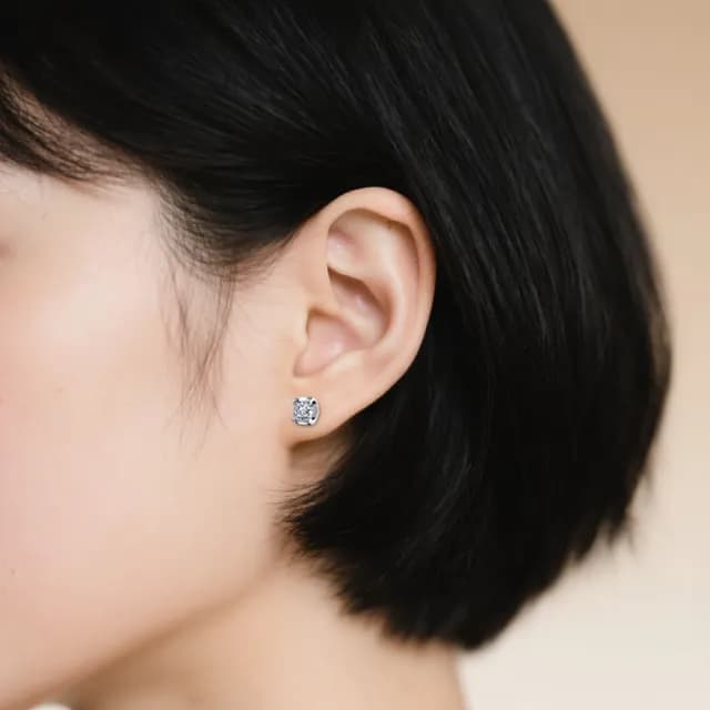 【Luster】熱賣99!30分 D VS 培育鑽 純銀 鑽石耳環(培育鑽石X2總重0.60ct)