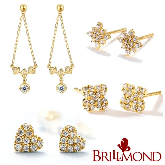 【BRILLMOND JEWELRY】18K黃金 輕珠寶 天鑽石耳環 多款選(全18K金 天然鑽石)
