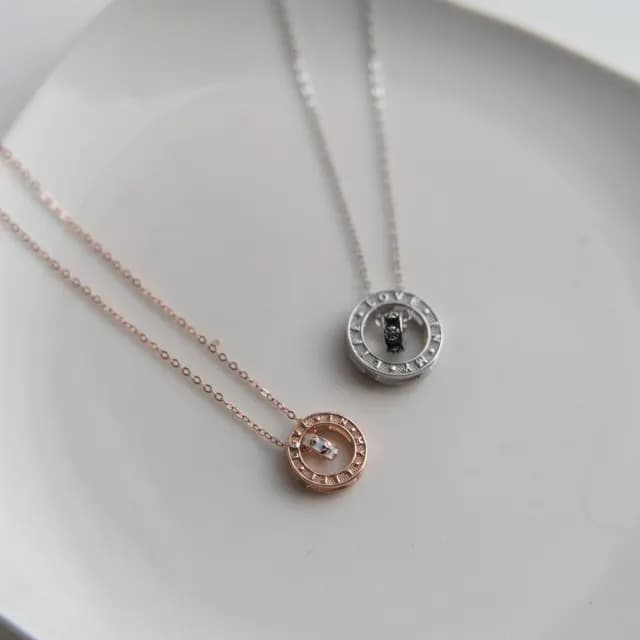 【Porabella】新款925純銀情侶項鍊 十字轉運珠項鍊 幾何字母吊墜 中性小眾ins風 情人節禮物Necklace