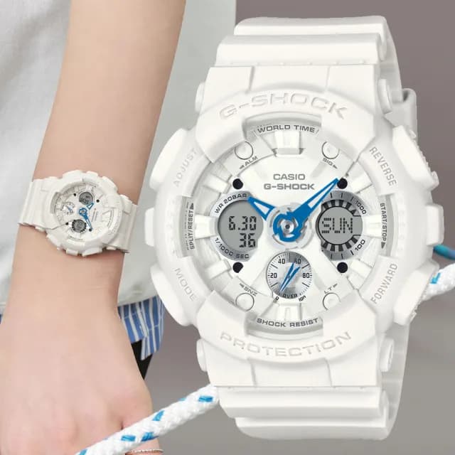【CASIO 卡西歐】G-SHOCK WOMEN 經典時尚 雙顯腕錶 七夕 情人節 送禮 推薦(GMA-S120SA-7A2)
