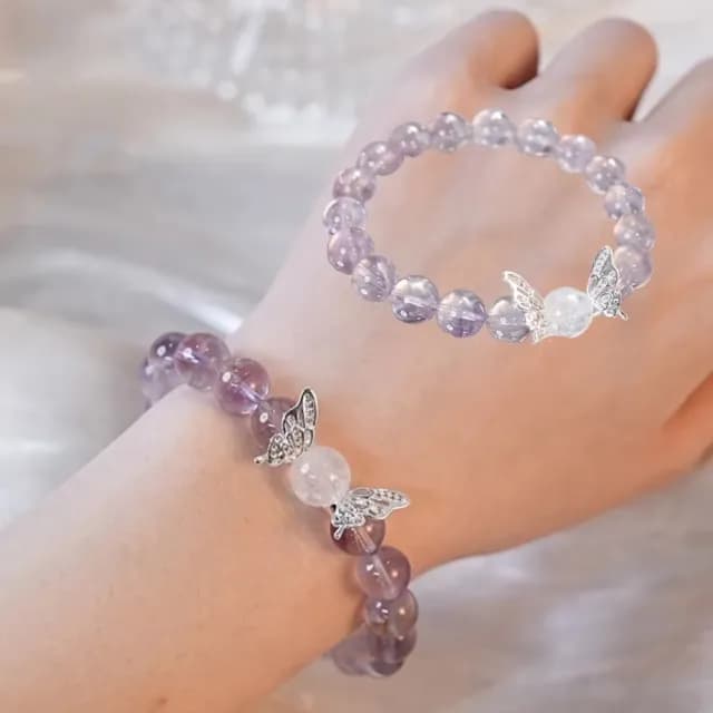【九紫離火】淡紫水晶蝴蝶手鍊(開運 阿賽水晶手鍊 手串 手鐲 手繩 手飾 飾品 手環 首飾 情人節 禮物)
