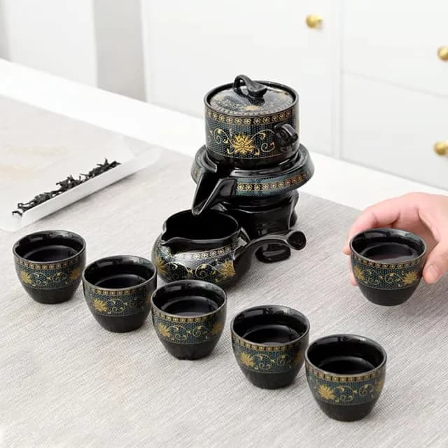 【智殿】半自動泡茶器 精緻茶具禮盒 陶瓷茶具 琺瑯彩茶具 中式茶具(旅行茶具組 便攜茶具組 165-TA6S)