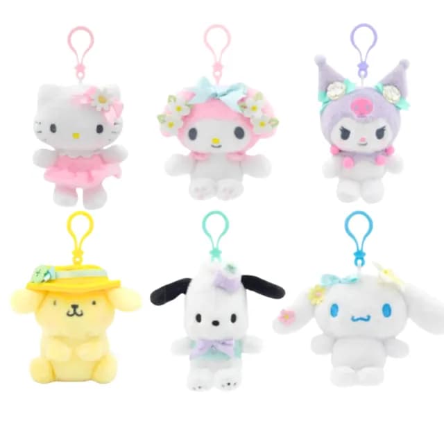 【SANRIO 三麗鷗】吊飾花卉美樂蒂大耳狗帕恰狗酷洛米凱蒂貓玩偶Kitty布丁狗鑰匙圈(閨蜜女友老婆生日禮物)