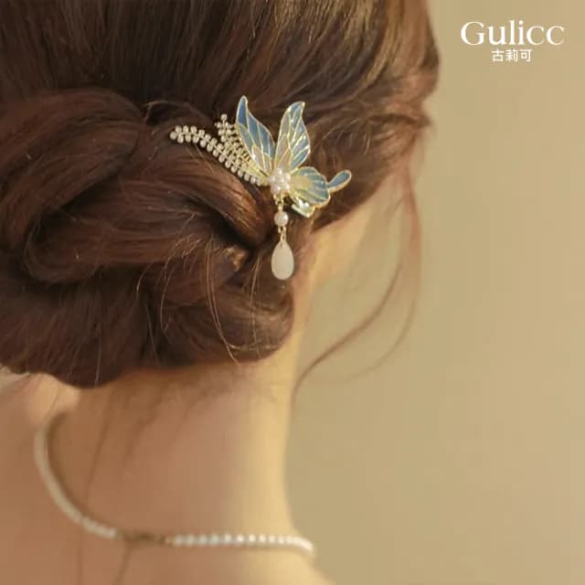 【Golicc】髮夾 古典流蘇花朵 仙氣爆棚小抓夾(雙11 聖誕節 生日 髮飾 頭飾 鯊魚夾 抓夾 禮物)