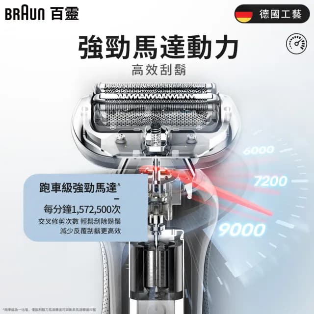 【德國百靈BRAUN】6系列PRO 靈動親膚電動刮鬍刀/電鬍刀 清潔充電座組(62-B7200cc)