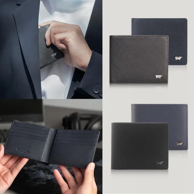 【BRAUN BUFFEL 德國小金牛】父親節限定 專櫃輕薄真皮夾多卡窗格男夾短夾(多款任選)