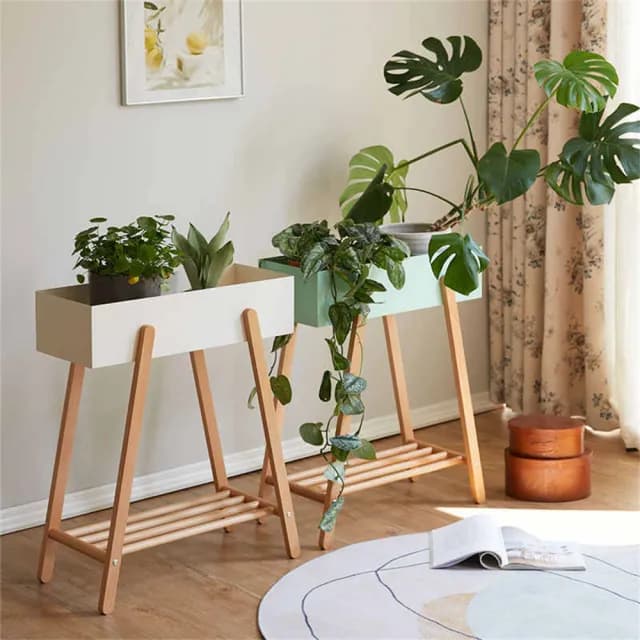 【超微米】可移動花架 落地室內收納架 日式客廳花盆托架 陽臺植物擺放架 置物架 綠蘿盆栽架子(可移動花架)