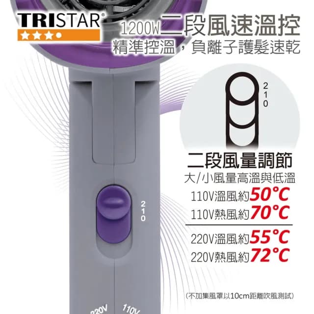 【TRISTAR】雙電壓負離子折疊吹風機(過熱保護｜掛勾設計)