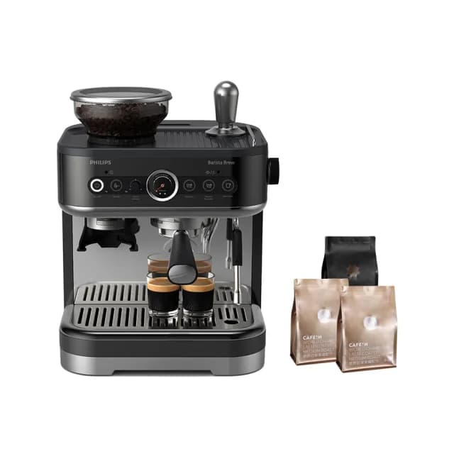 【Philips 飛利浦】半自動研磨義式咖啡機(PSA3218/10)+CAFE!N 冠軍豆+拿鐵豆組