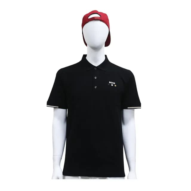 【BOSS】BOSS 膠囊系列網球印花POLO衫(男款/黑)