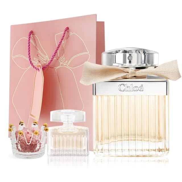 【Chloe’ 蔻依】同名女性淡香精愛戀香氛組(75ml+5ml+粉水晶擴香附提袋-情人節獻禮-專櫃公司貨)