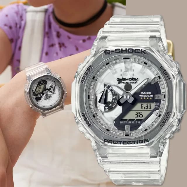 【CASIO 卡西歐】G-SHOCK 40周年透明限量版透視機芯手錶 畢業禮物 送禮(GMA-S2140RX-7A)
