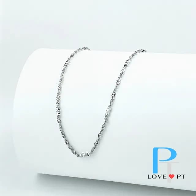 【love pt】PT950鉑金項鍊/白金項鍊 水波+圓柱機刻 44.5cm  搶先週年慶(鼎元珠寶 鉑金 B180)