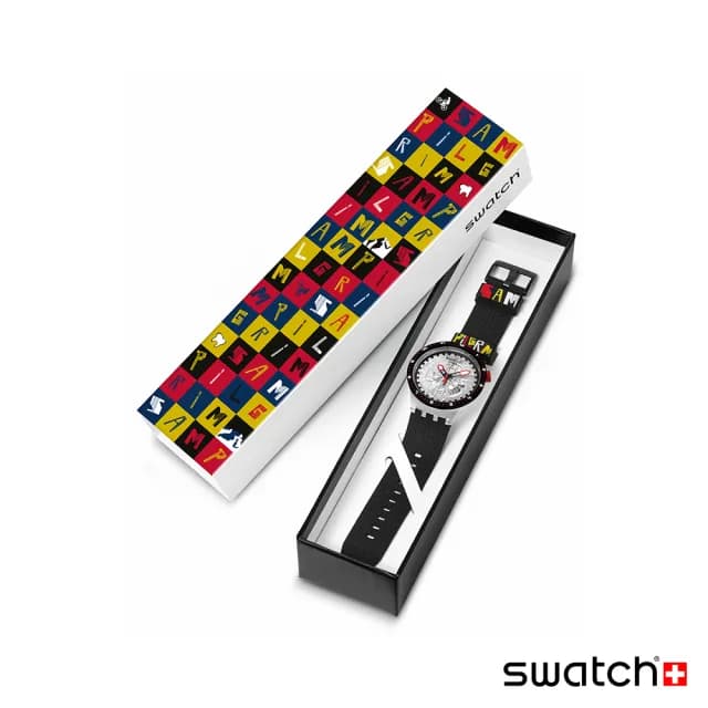 【SWATCH】THE PILGRIM - TREAD ON IT 大錶面手錶/男錶/女錶/瑞士製造 SB05K103(47mm)